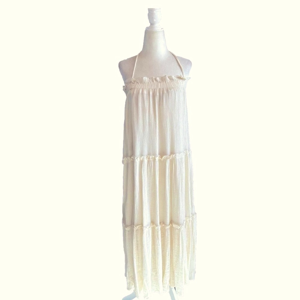 &Merci Cream Tiered Maxi Dress Size Small